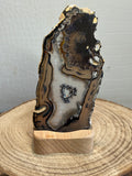 Agaat schijf met houder – 15,5 × 7 cm